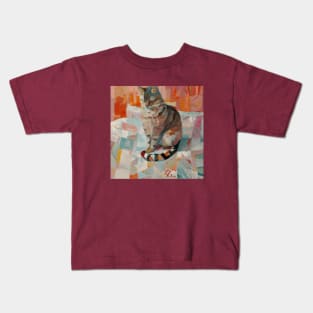 Cat is Making Sure that this Quilt Doesn't Get Away Kids T-Shirt